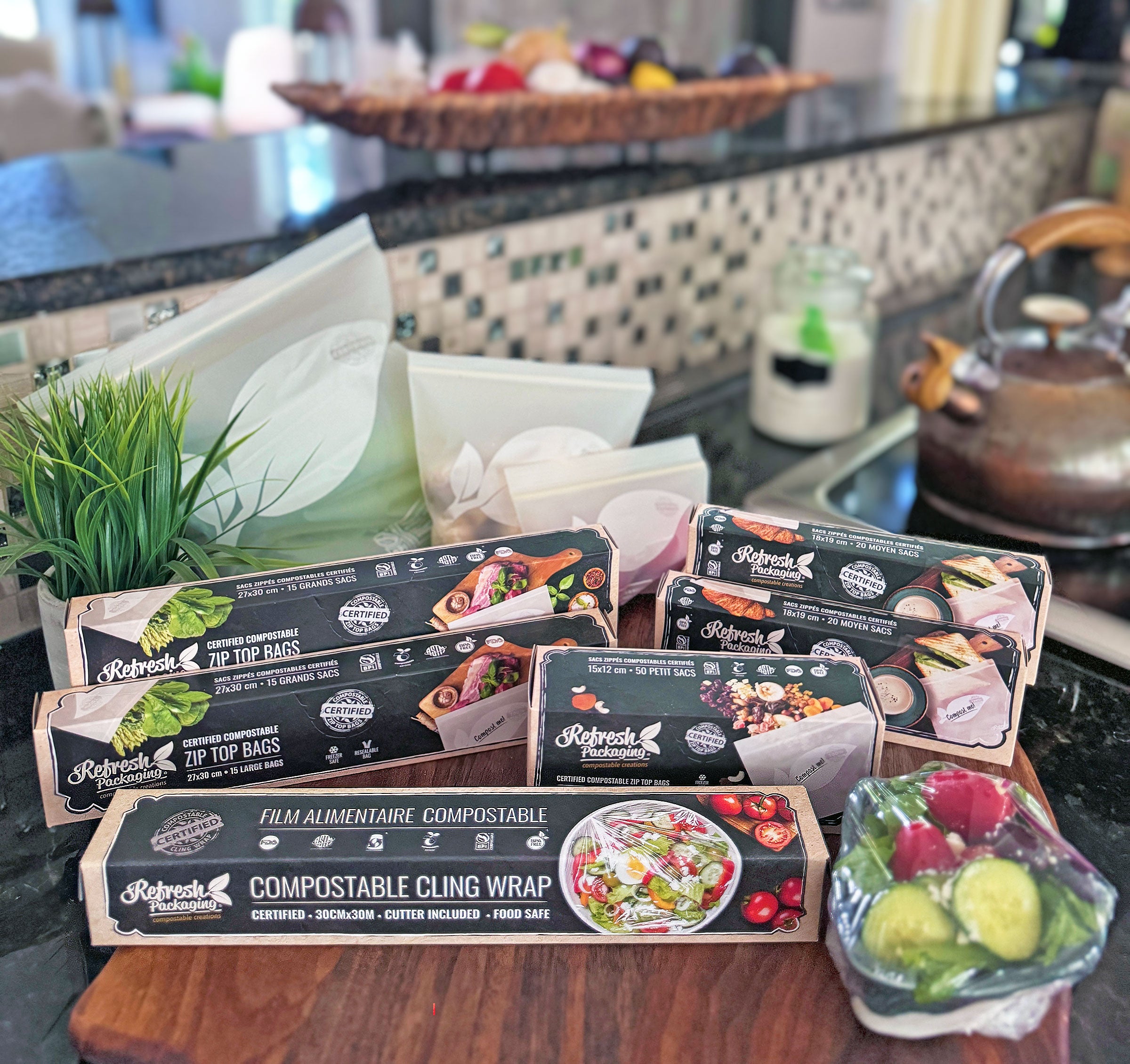 Plastic Free Starter Kit-Cling Wrap & 3 sizes of Zip Close Freezer Bags