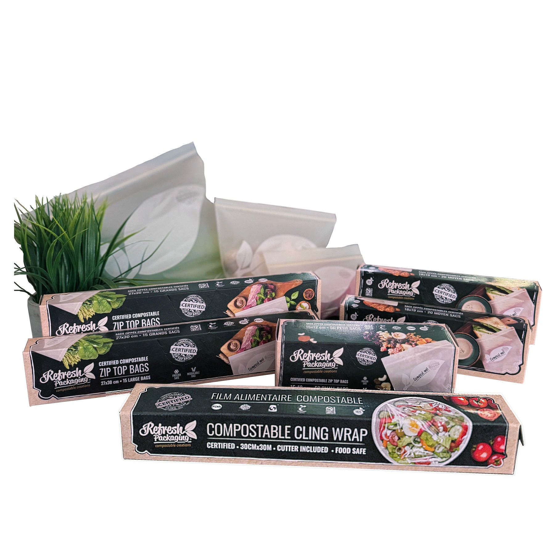Plastic Free Starter Kit-Cling Wrap & 3 sizes of Zip Close Freezer