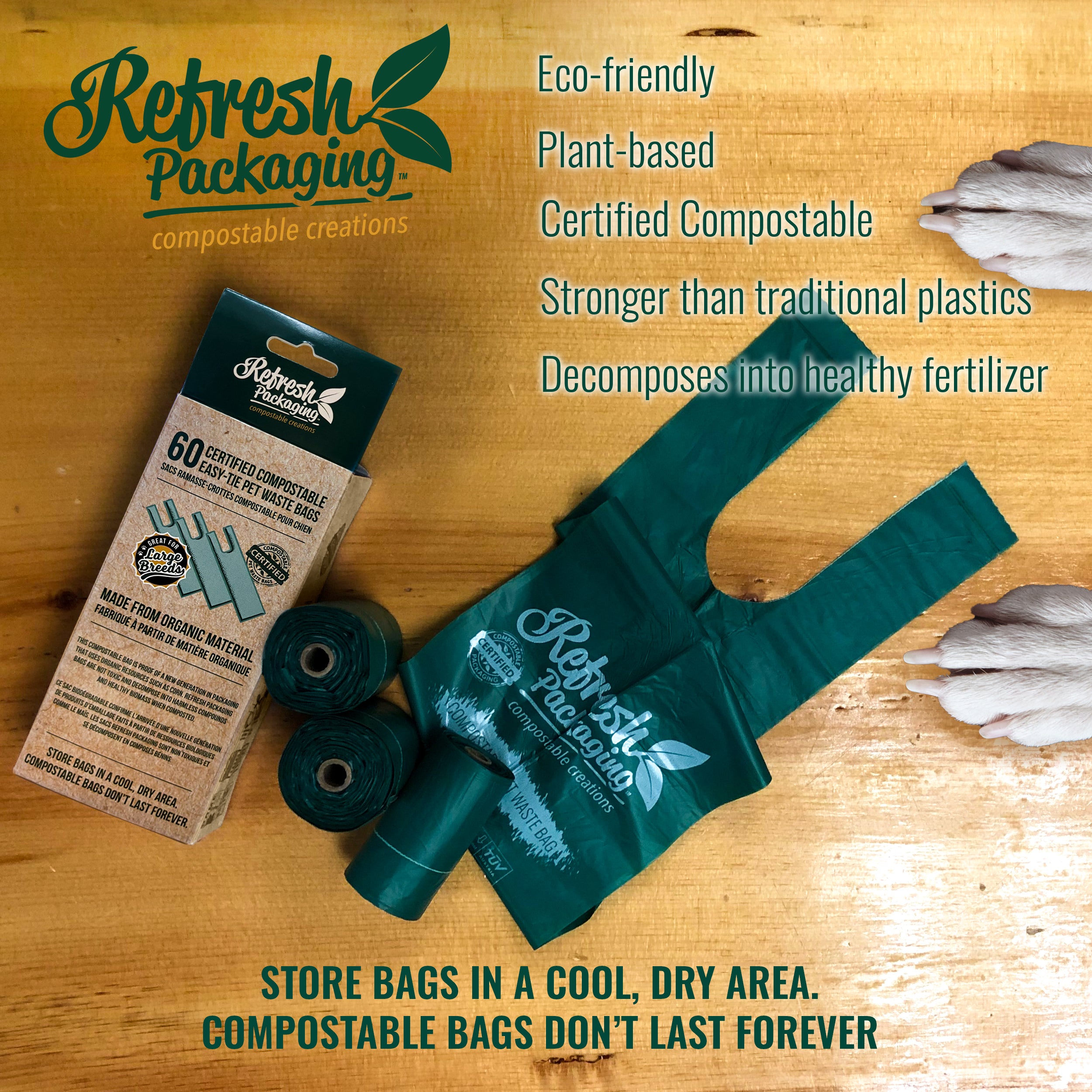 Pet Waste Bags with Handles - 4 Pack - 240 Bags Total