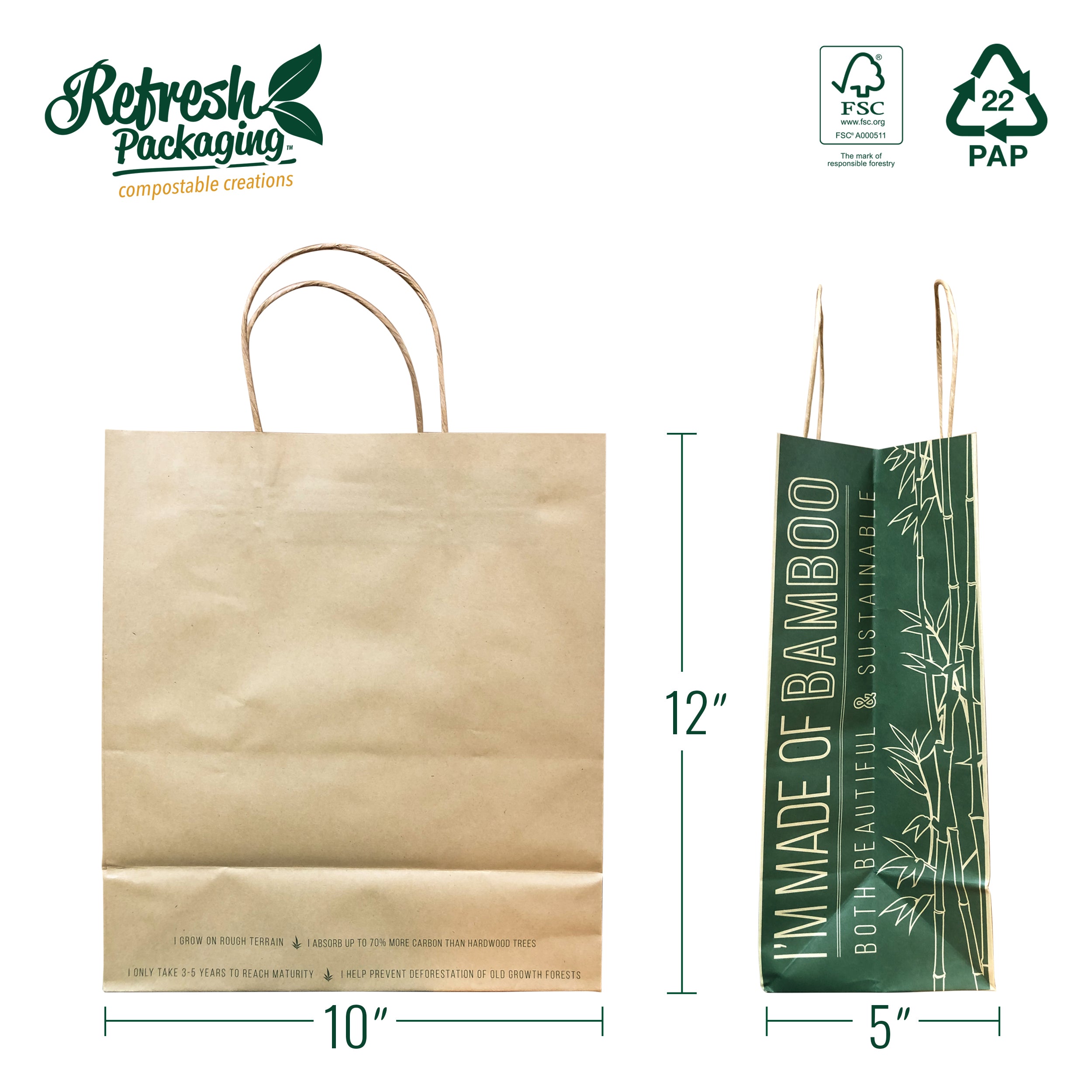 Medium paper shopping check-out bags with handles