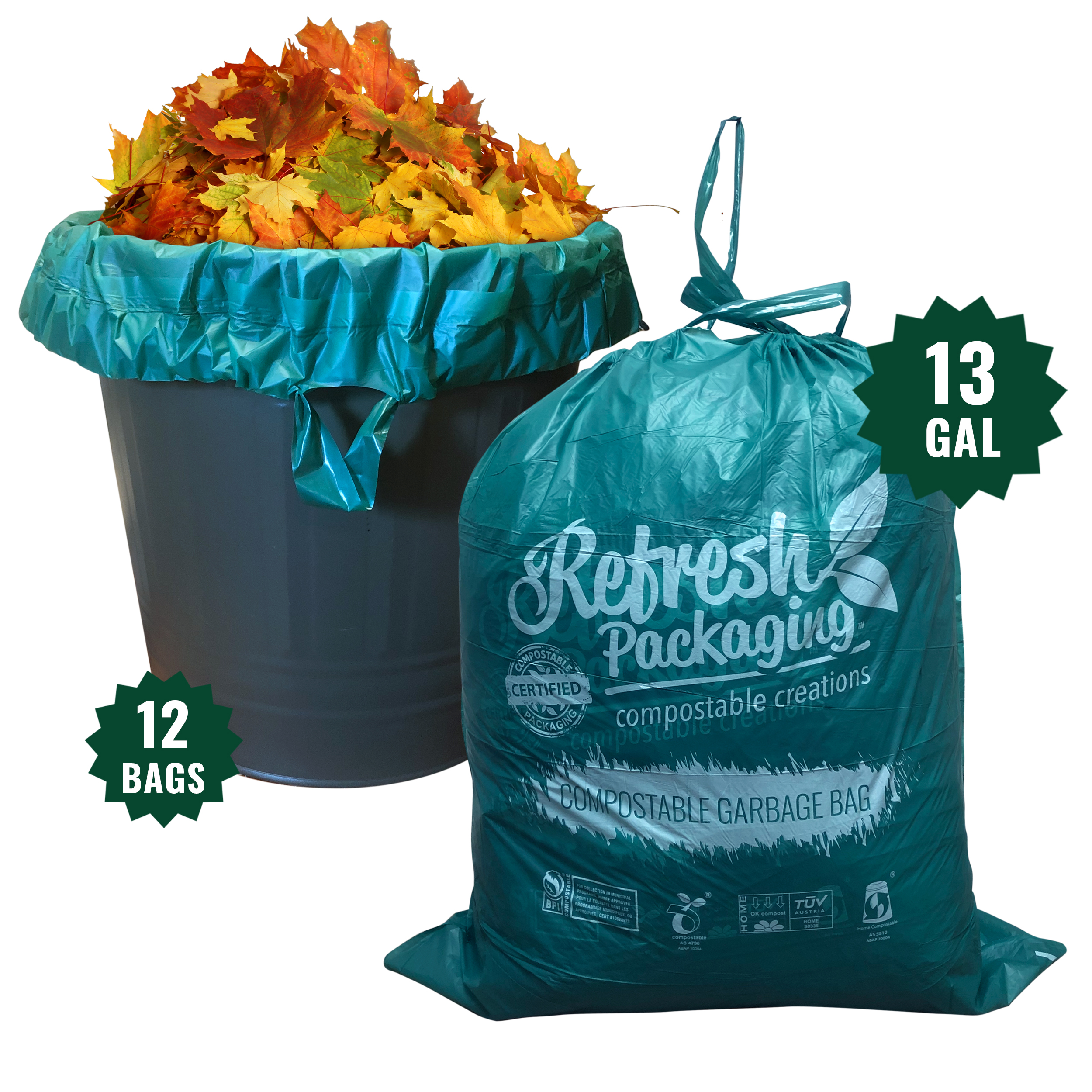 43L (13 Gallon) Drawstring Garbage Bin-Liner -2 pack - 24 Bags Total