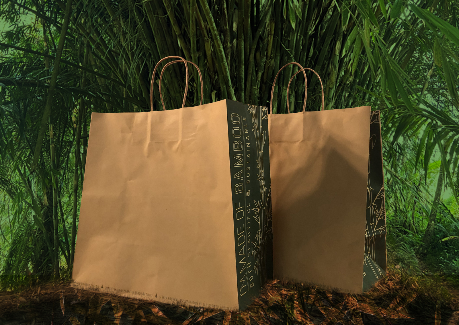 Bamboo Check out shopping bags with handles
